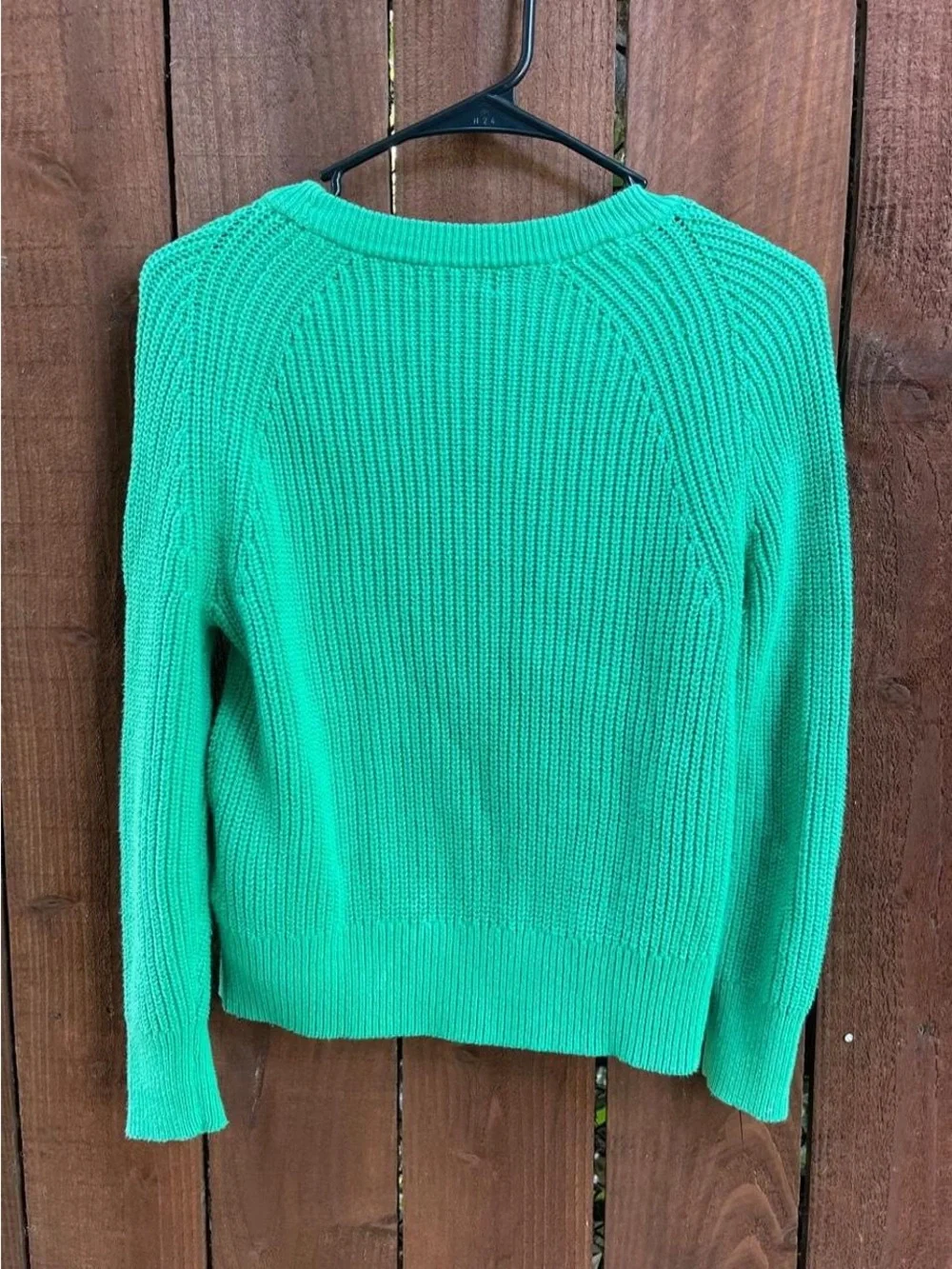J.Crew Green Ribbed Chunky Knit Cotton Minimalist Classic Sweater Sp23 Sz XXS